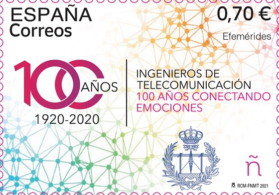 Sello conmemorativo del centenario del título de Ingeniero de Teleco. Sello conmemorativo del centenario del título de Ingeniero de Teleco.