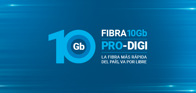 Digi ofrece fibra de hasta 10 Gbps.