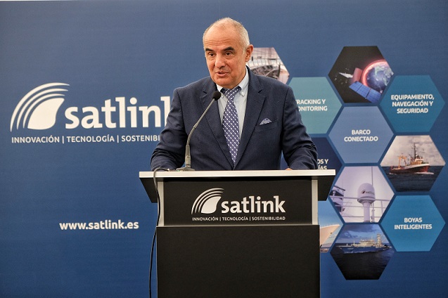 Faustino Velasco, presidente de Satlink, durante la inauguración del centro de I+D.