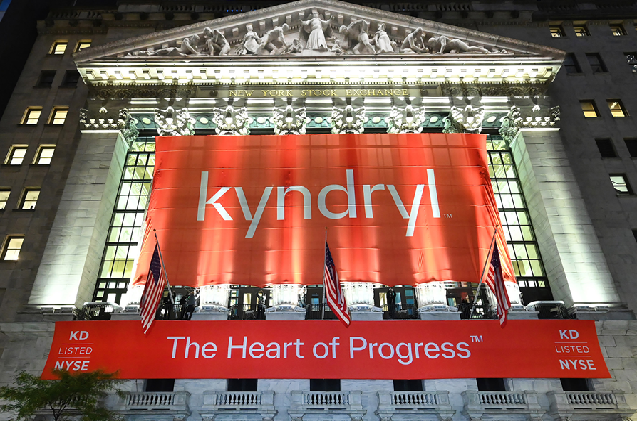 La Bolsa de Nueva York el día del estreno bursátil de Kyndryl. 