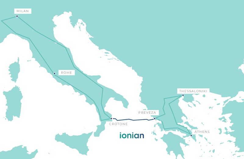 Ruta de Ionian a través del Mar Jónico desde Crotone (Italia) hasta Prevez (Grecia).