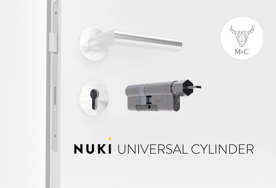 Cilindro universal de Nuki para puertas inteligentes seguras.