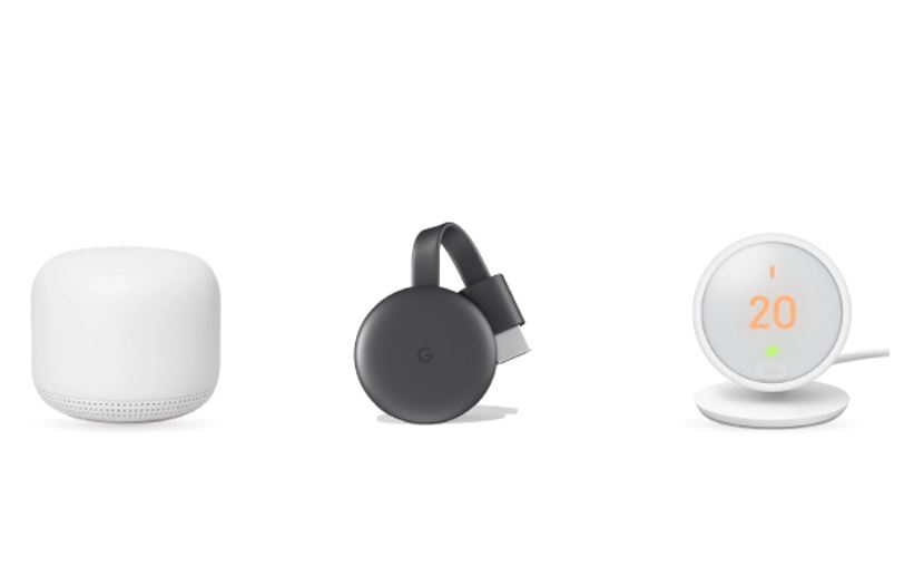 Algunos productos de la gama Google Nest para smart home.