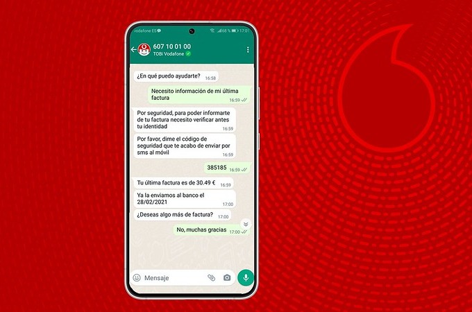 Vodafone amplía su servicio de atención por WhatsApp.