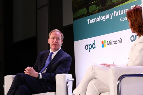 Brad Smith, presidente de Microsoft, en su visita a Madrid