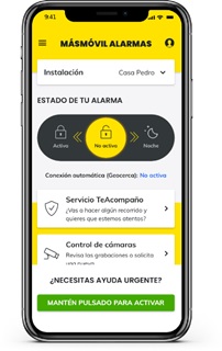 Aplicación de control del servicio de alarma conectada de MásMóvil. Aplicación de control del servicio de alarma conectada de MásMóvil.