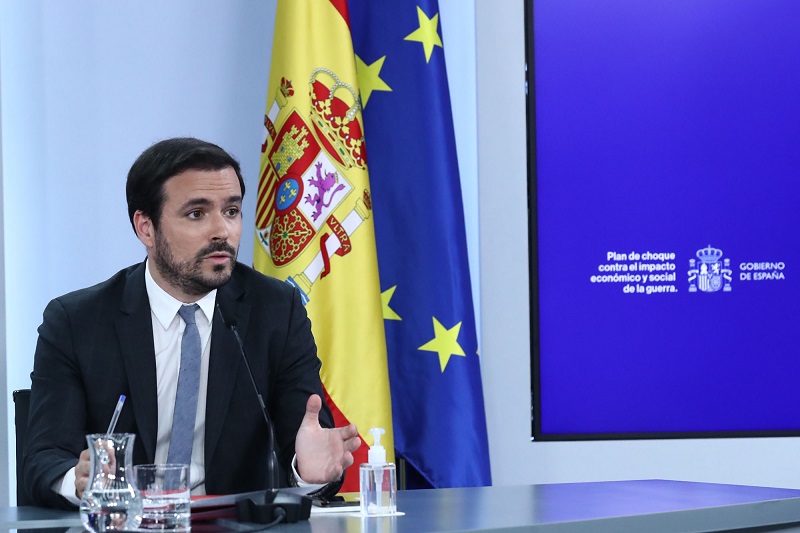 El ministro de Consumo, Alberto Garzón, durante la rueda de prensa posterior a la reunión del Consejo de Ministros.