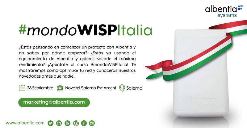 Curso gratuito de Albentia Systems para operadores inalámbricos en Salerno (Italia).