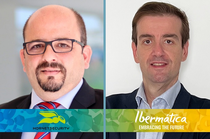 Félix de la Fuente, Country Manager Iberia, Italy & LATAM de Hornetsecurity; y Álvaro Fraile, director de la División de Ciberseguridad en Ibermática
