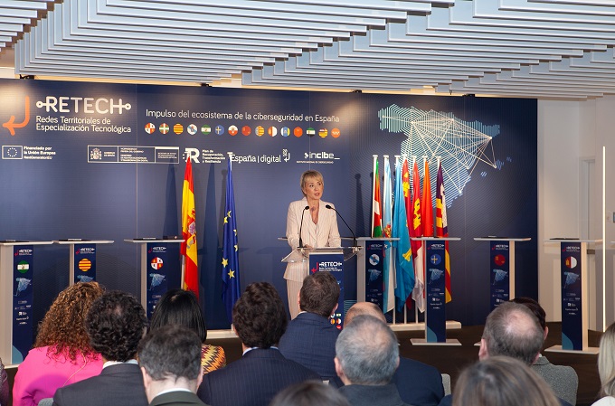 Carme Artigas, secretaria de Estado de Digitalización e Inteligencia Artificial, en la presentación de la iniciativa RETECH Ciberseguridad, Madrid. 