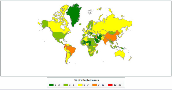 Territorios de los ataques phishing, segundo trimestre de 2015, según Kaspersky Lab Territorios de los ataques phishing, segundo trimestre de 2015, según Kaspersky Lab