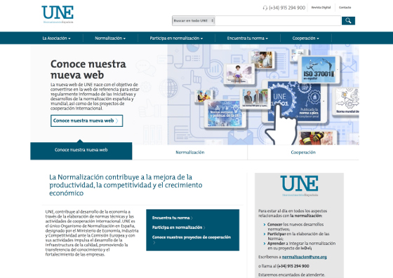 Nueva web de UNE. Nueva web de UNE.