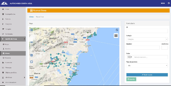 Centro de control web de Veox creado para Autocares Costa Azul. Centro de control web de Veox creado para Autocares Costa Azul.
