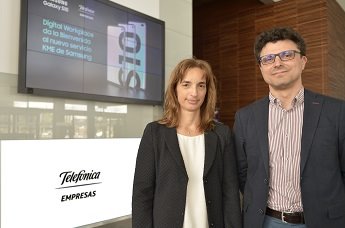 Marisa Urquía, directora de Empresas en Telefónica España, y David Alonso, director del Área de Empresas de Samsung España.