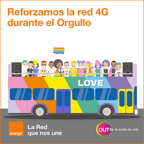 Orange refuerza su red móvil para la fiesta del Orgullo 2019 Orange refuerza su red móvil para la fiesta del Orgullo 2019