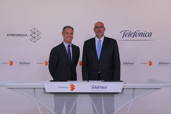 Silvio González, consejero delegado de Atresmedia, y Emilio Gayo, presidente de Telefónica España. Silvio González, consejero delegado de Atresmedia, y Emilio Gayo, presidente de Telefónica España.