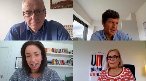 Representantes de CCOO, UGT, Telefónica y UNI Global Union. Representantes de CCOO, UGT, Telefónica y UNI Global Union.