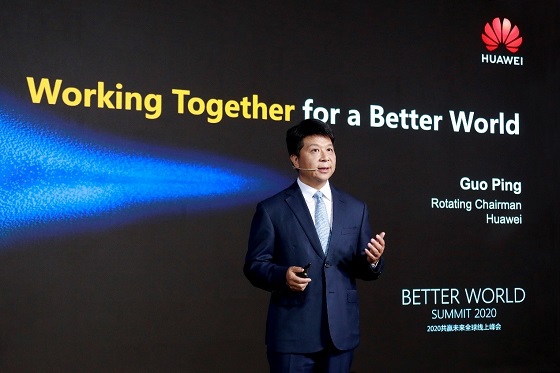 Guo Ping hablando sobre el éxito comercial del 5G durante el Better World Summit 2020. Guo Ping hablando sobre el éxito comercial del 5G durante el Better World Summit 2020.