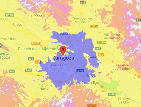 Cobertura 5G de Orange en Zaragoza. Cobertura 5G de Orange en Zaragoza.