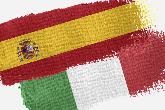 banderas España e Italia banderas España e Italia