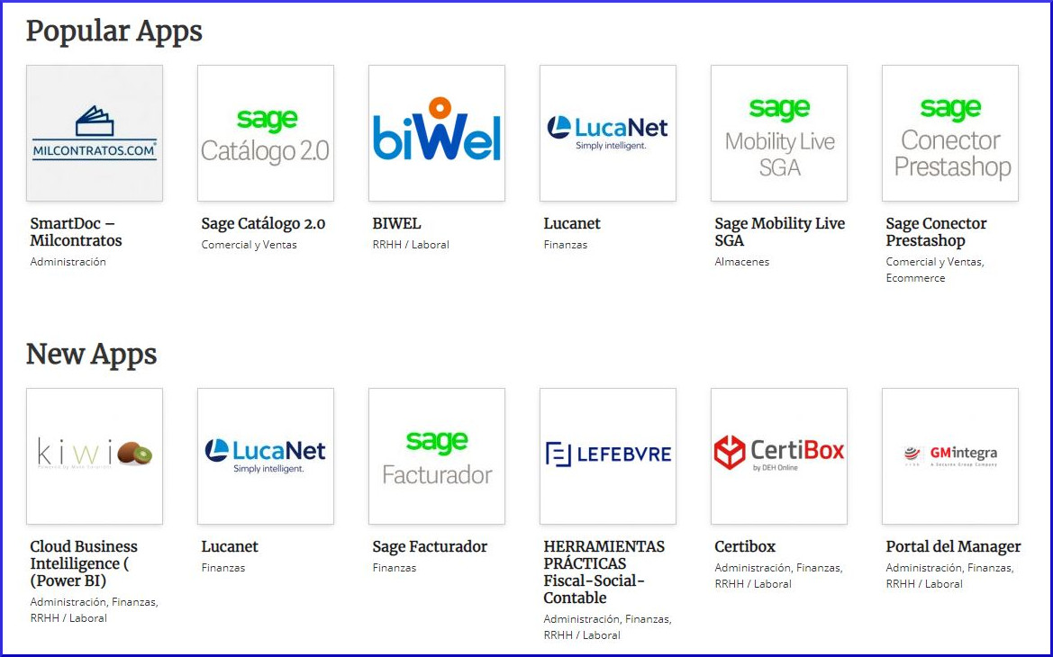 Apps del marketplace de Sage. Apps del marketplace de Sage.