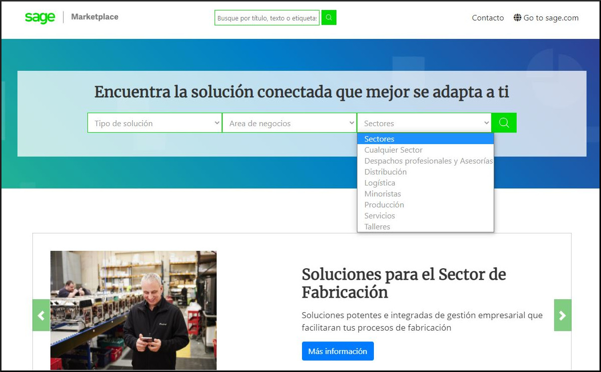 Aspecto del marketplace de Sage. Aspecto del marketplace de Sage.